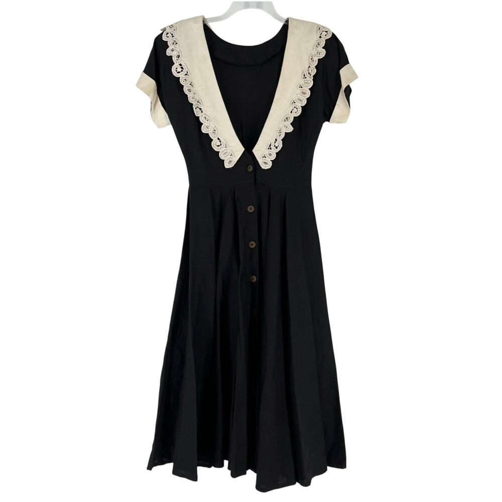 90s Nancy Johnson lace collar dress 1990s vintage